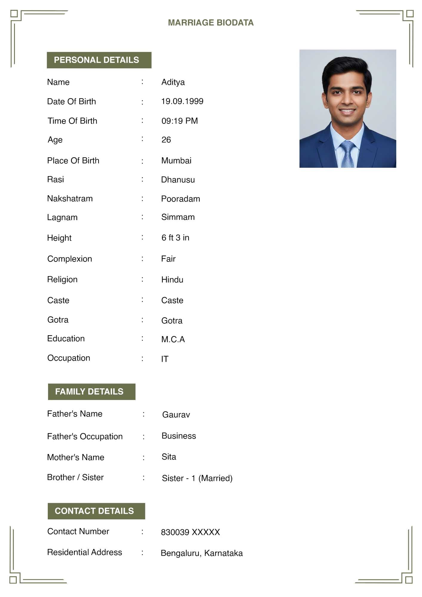 Indian marriage biodata pdf